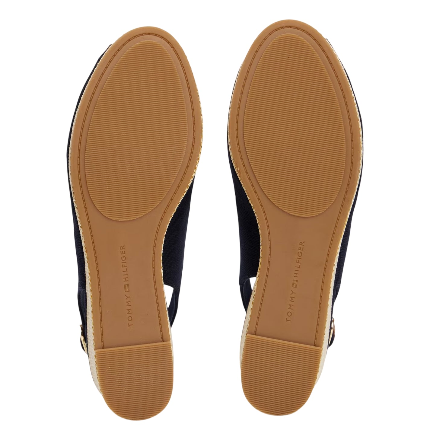 Space Blue - Side - Tommy Hilfiger Womens-Ladies Iconic Espadrille Cotton Wedge Sandals