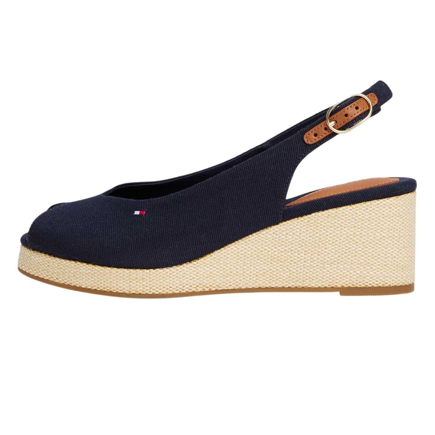 Space Blue - Lifestyle - Tommy Hilfiger Womens-Ladies Iconic Espadrille Cotton Wedge Sandals