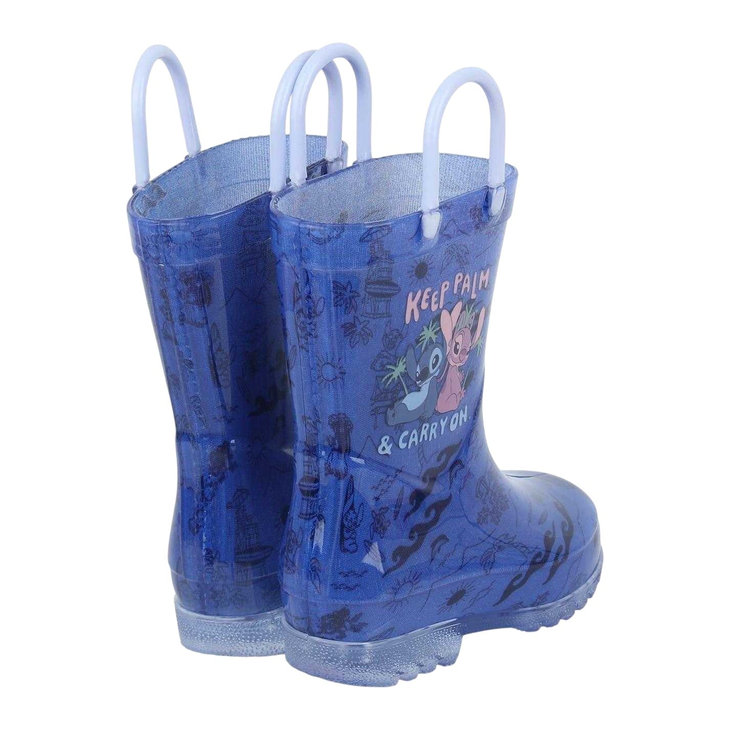 Blue - Back - Lilo & Stitch Childrens-Kids Stitch & Angel Light Up Wellington Boots