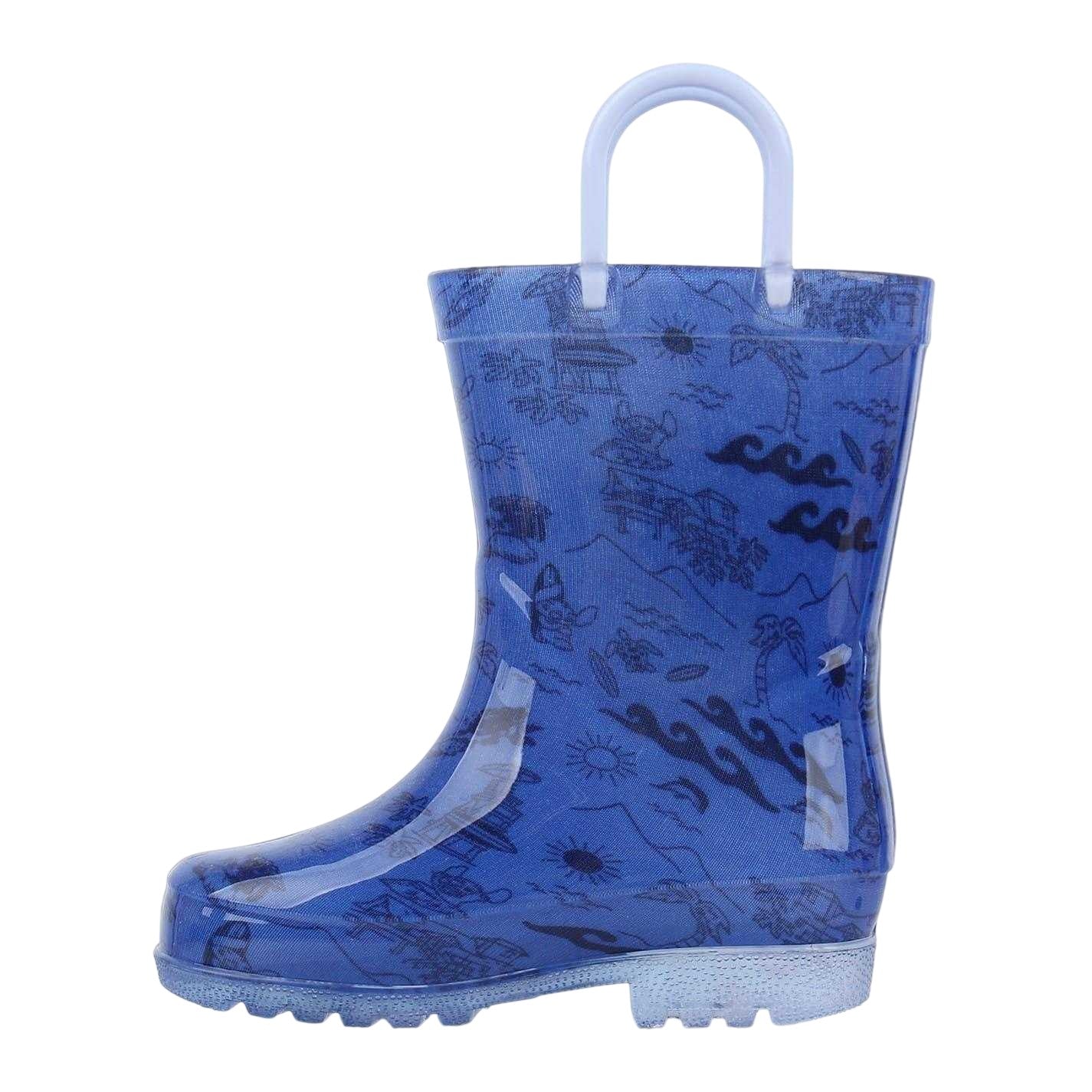 Blue - Side - Lilo & Stitch Childrens-Kids Stitch & Angel Light Up Wellington Boots