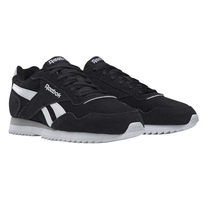Black-White - Side - Reebok Mens Royal Glide Ripple Suede Trainers