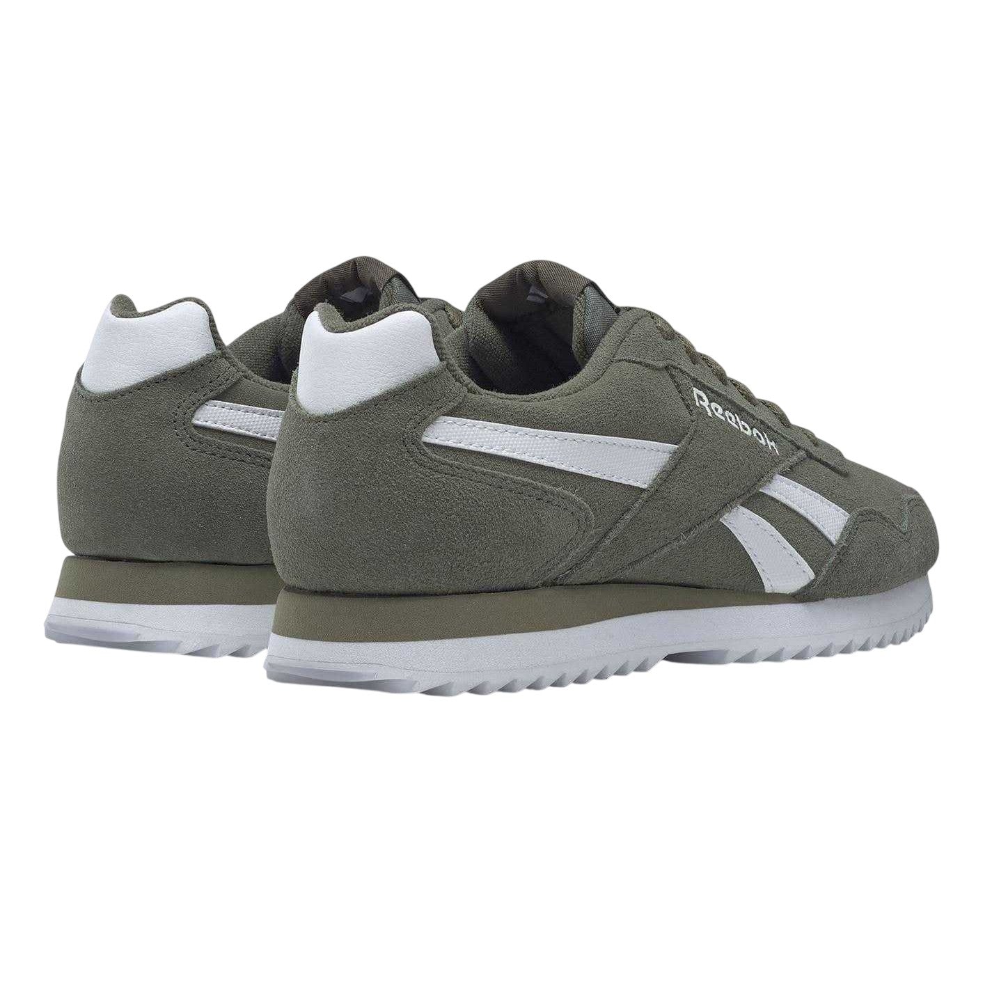 Hunter Green-White - Back - Reebok Mens Royal Glide Ripple Suede Trainers