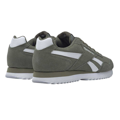 Hunter Green-White - Back - Reebok Mens Royal Glide Ripple Suede Trainers