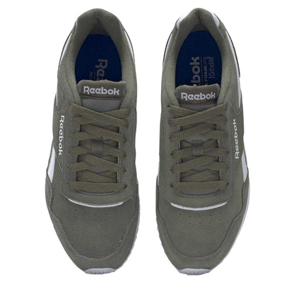 Hunter Green-White - Side - Reebok Mens Royal Glide Ripple Suede Trainers