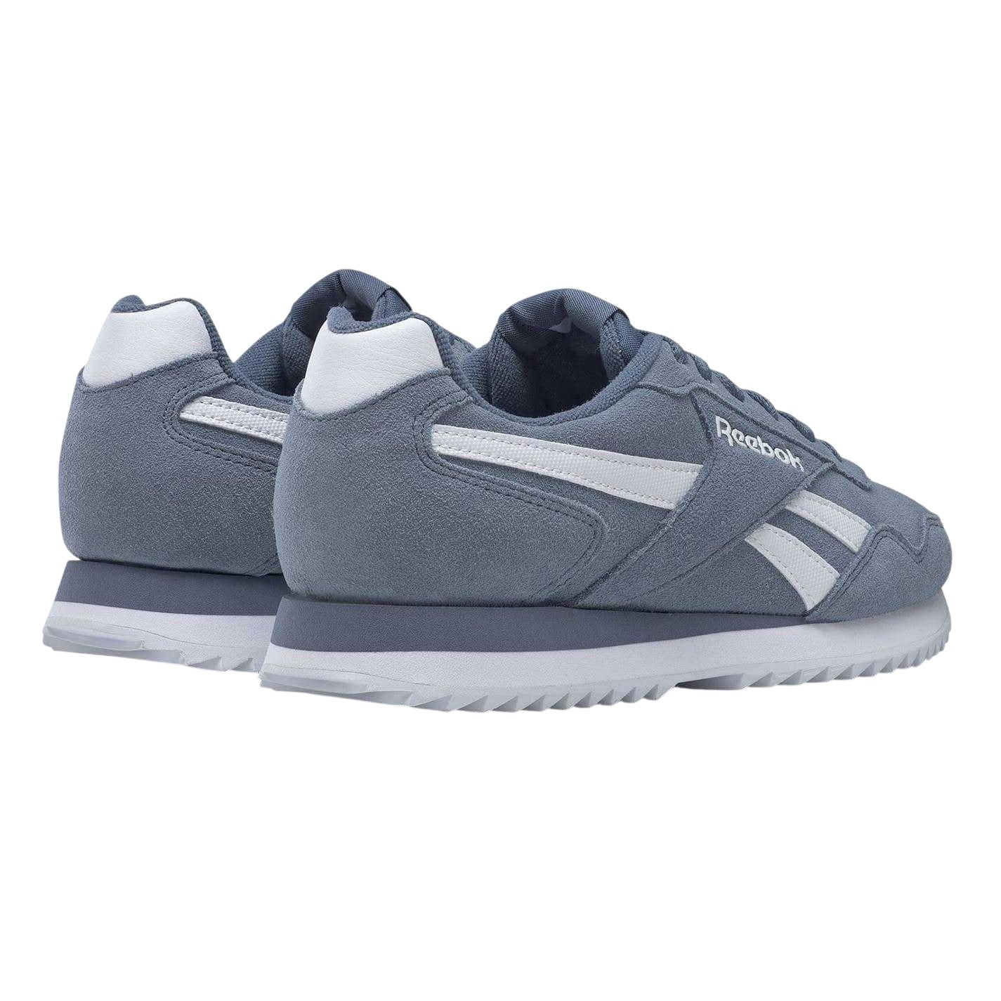 Slate Blue-White - Back - Reebok Mens Royal Glide Ripple Suede Trainers