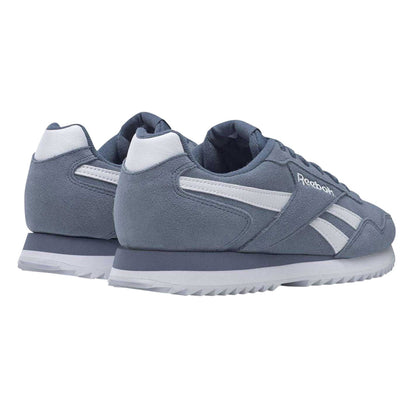 Slate Blue-White - Back - Reebok Mens Royal Glide Ripple Suede Trainers