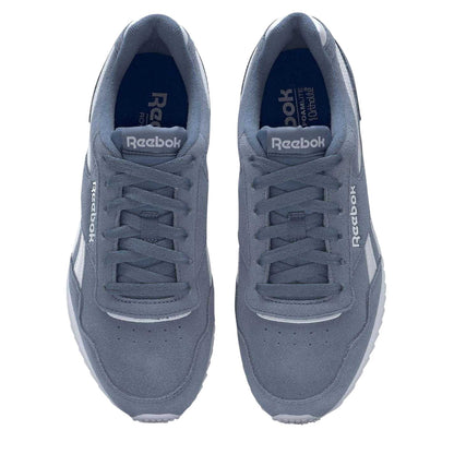 Slate Blue-White - Side - Reebok Mens Royal Glide Ripple Suede Trainers