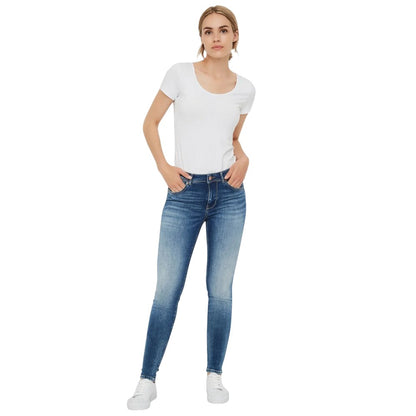 Medium Blue - Side - Vero Moda Womens-Ladies 5 Pockets Slim Jeans