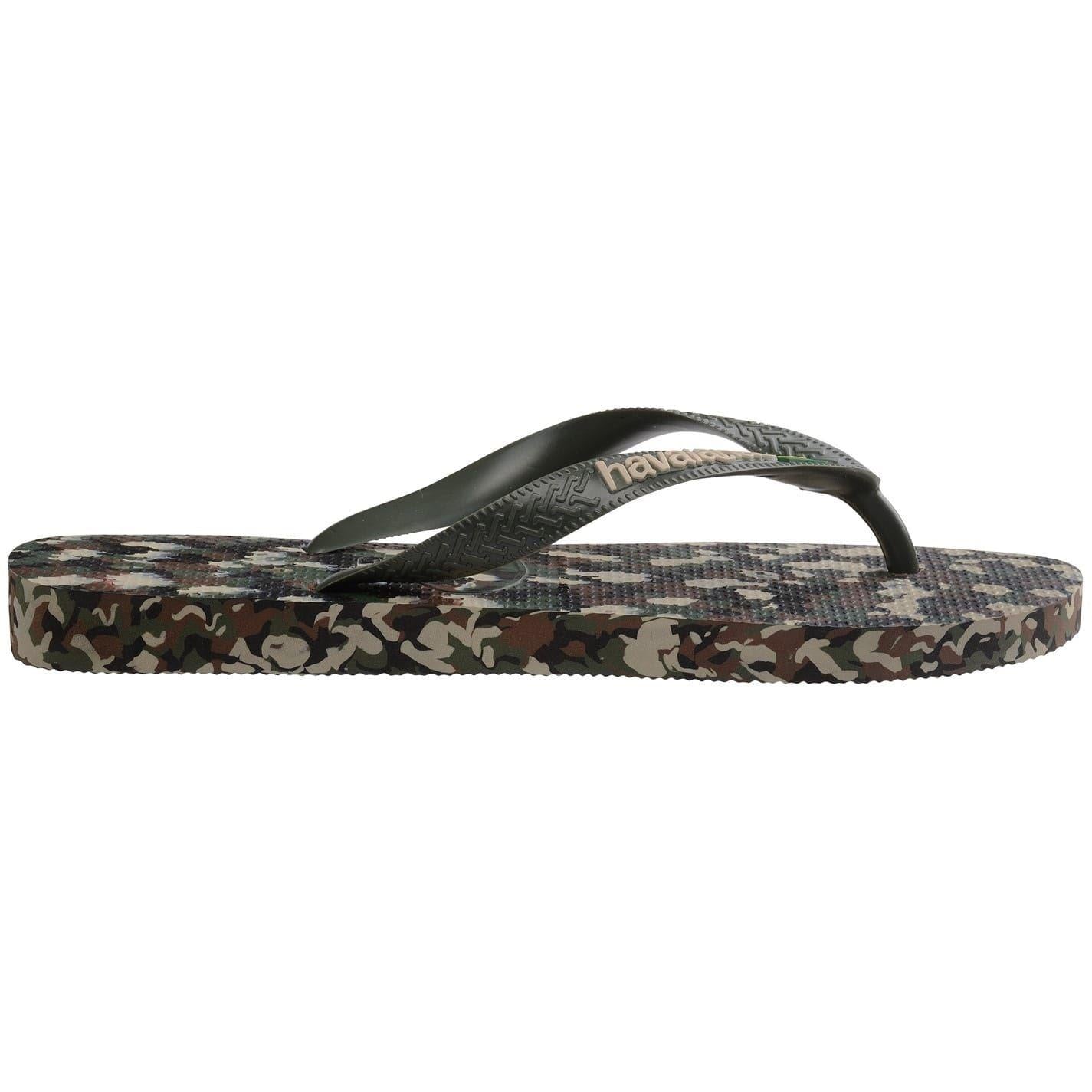 Green - Front - Havaianas Mens Brasil Camo Flat Flip Flops