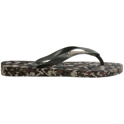 Green - Front - Havaianas Mens Brasil Camo Flat Flip Flops