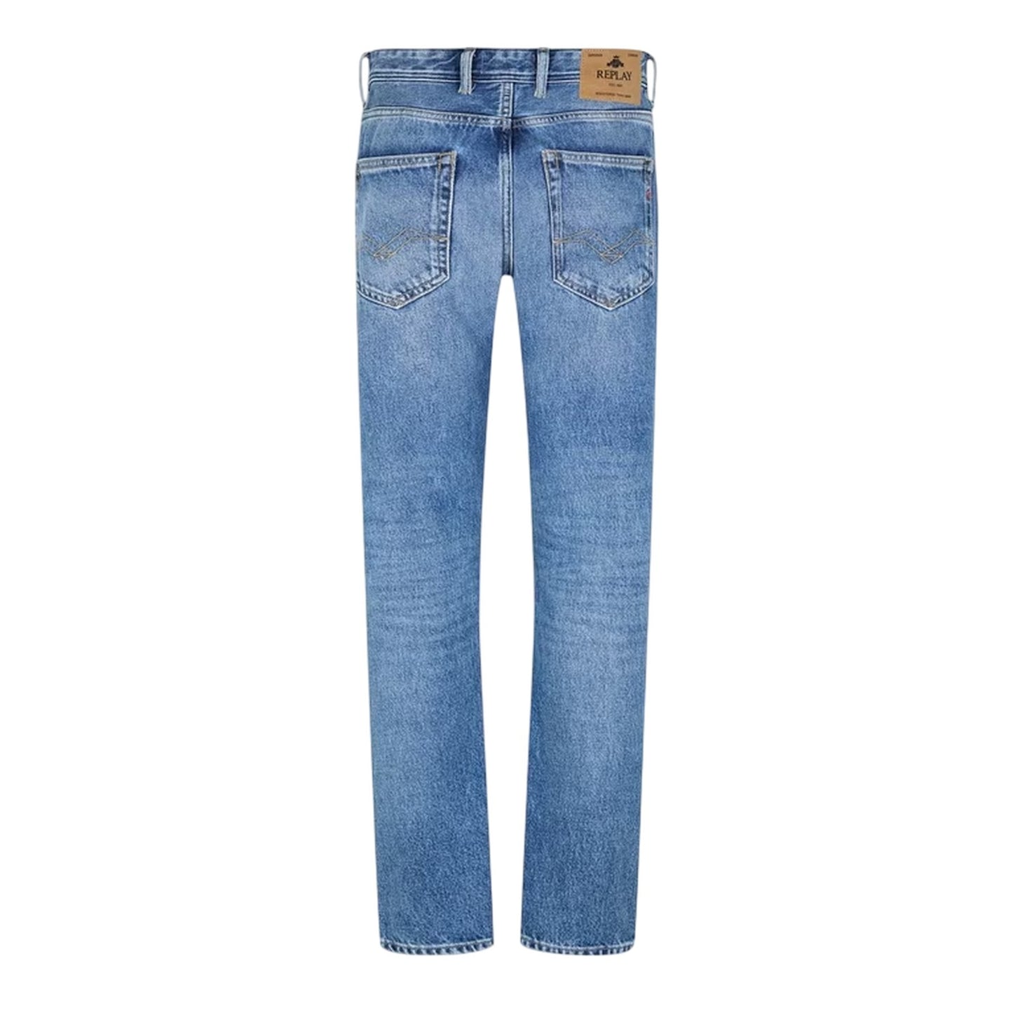 Light Blue - Back - Replay Mens 5 Pockets Regular Jeans