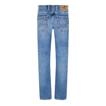 Light Blue - Back - Replay Mens 5 Pockets Regular Jeans