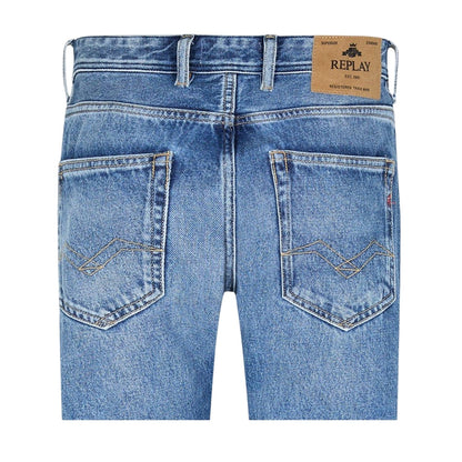 Light Blue - Side - Replay Mens 5 Pockets Regular Jeans