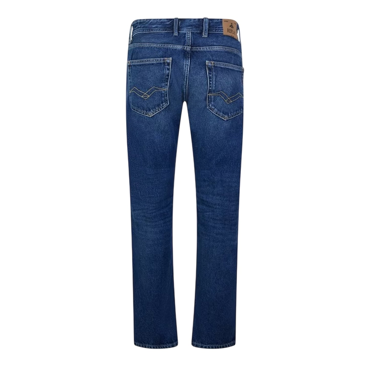 Mid Blue - Back - Replay Mens 5 Pockets Regular Jeans