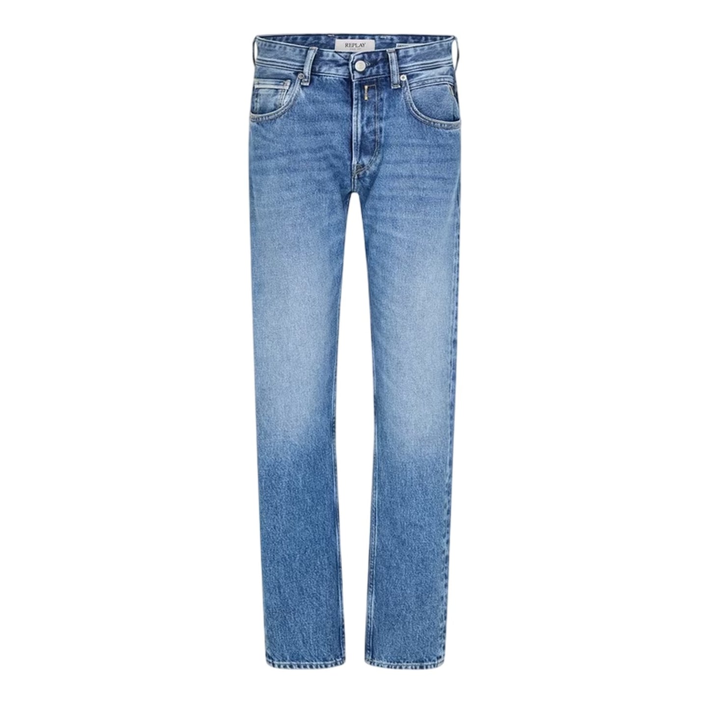 Light Blue - Front - Replay Mens 5 Pockets Regular Jeans