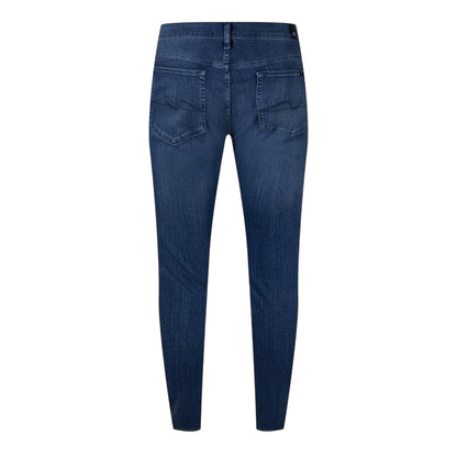 Mid Blue - Back - For All Mens Paxtyn 5 Pockets Tapered Jeans