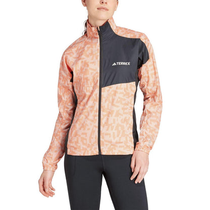 Pink - Side - Adidas Womens-Ladies Terrex Trail Windproof Running Wind Jacket