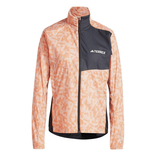 Pink - Front - Adidas Womens-Ladies Terrex Trail Windproof Running Wind Jacket