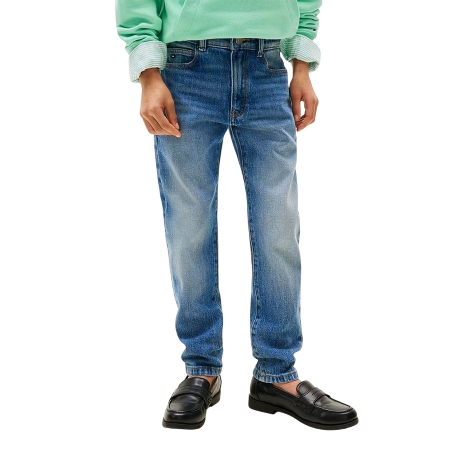 Vintage Blue Wash - Back - Tommy Hilfiger Boys Modern 5 Pockets Straight Leg Jeans