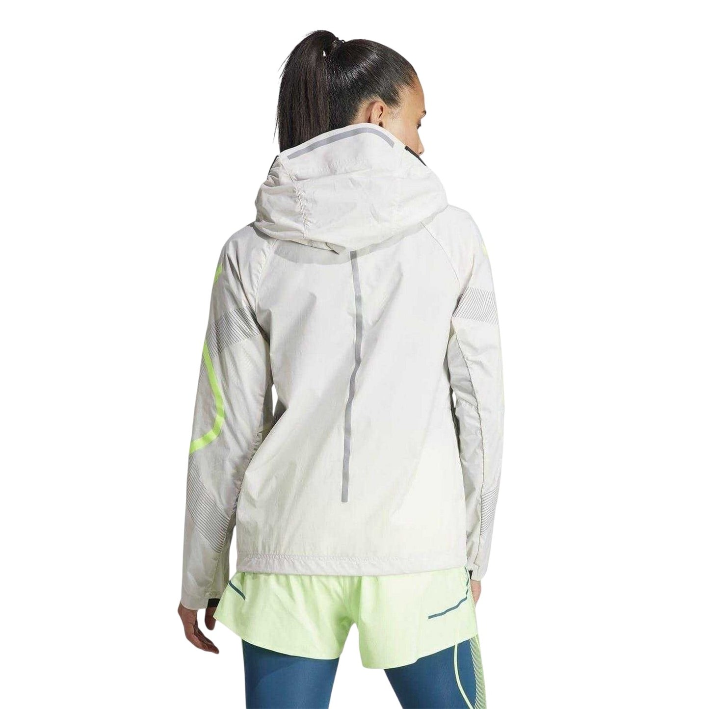 Chalk-Pearl - Back - Adidas Womens-Ladies Truepace Striped Running Jacket