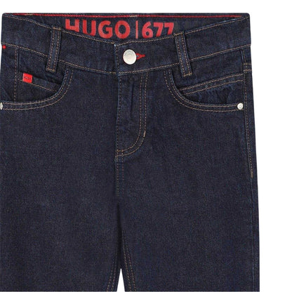 Blue - Side - Hugo Childrens-Kids 5 Pockets Regular Jeans
