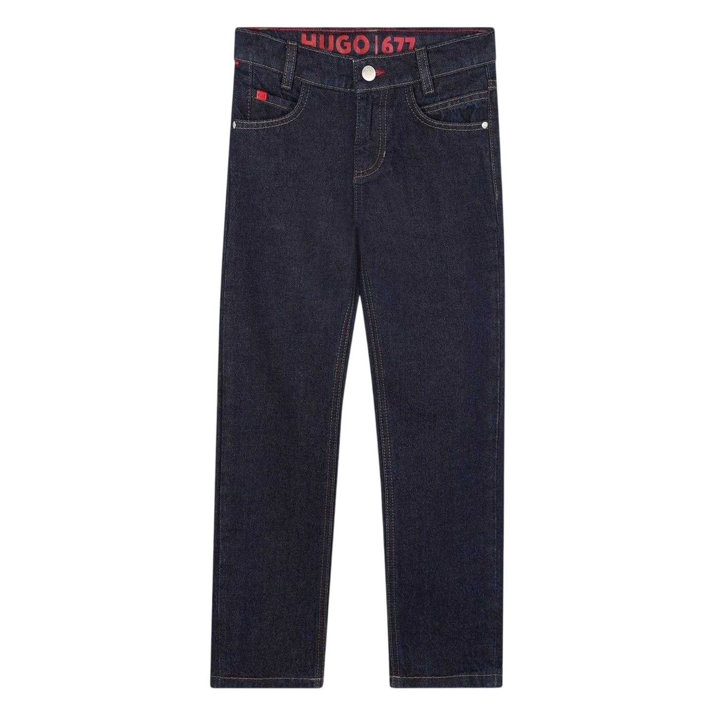 Blue - Front - Hugo Childrens-Kids 5 Pockets Regular Jeans