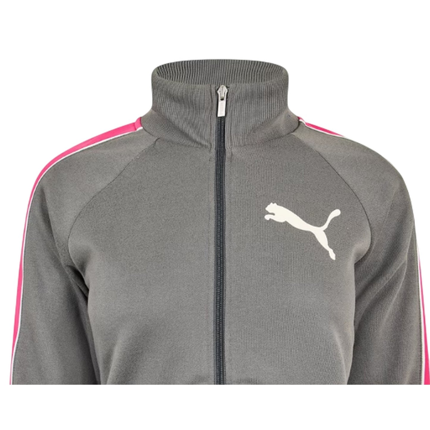 Grey-Pink - Side - Puma Womens-Ladies Striped Track Jacket