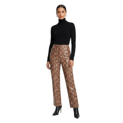 Brown - Side - AmyLynn Womens-Ladies Snake Print Trousers