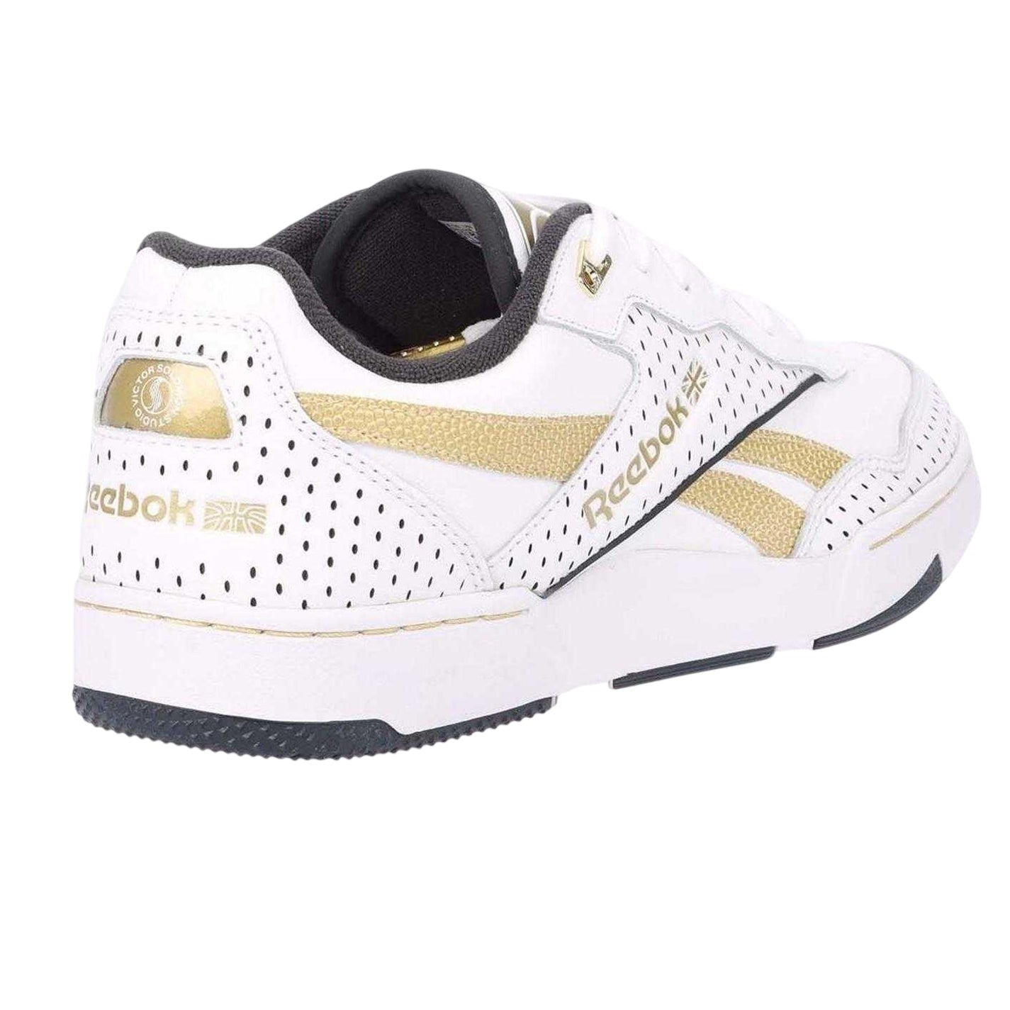 White Gold - Back - Reebok Womens-Ladies Victor Solomon 4000 II Leather Perforated Trainers