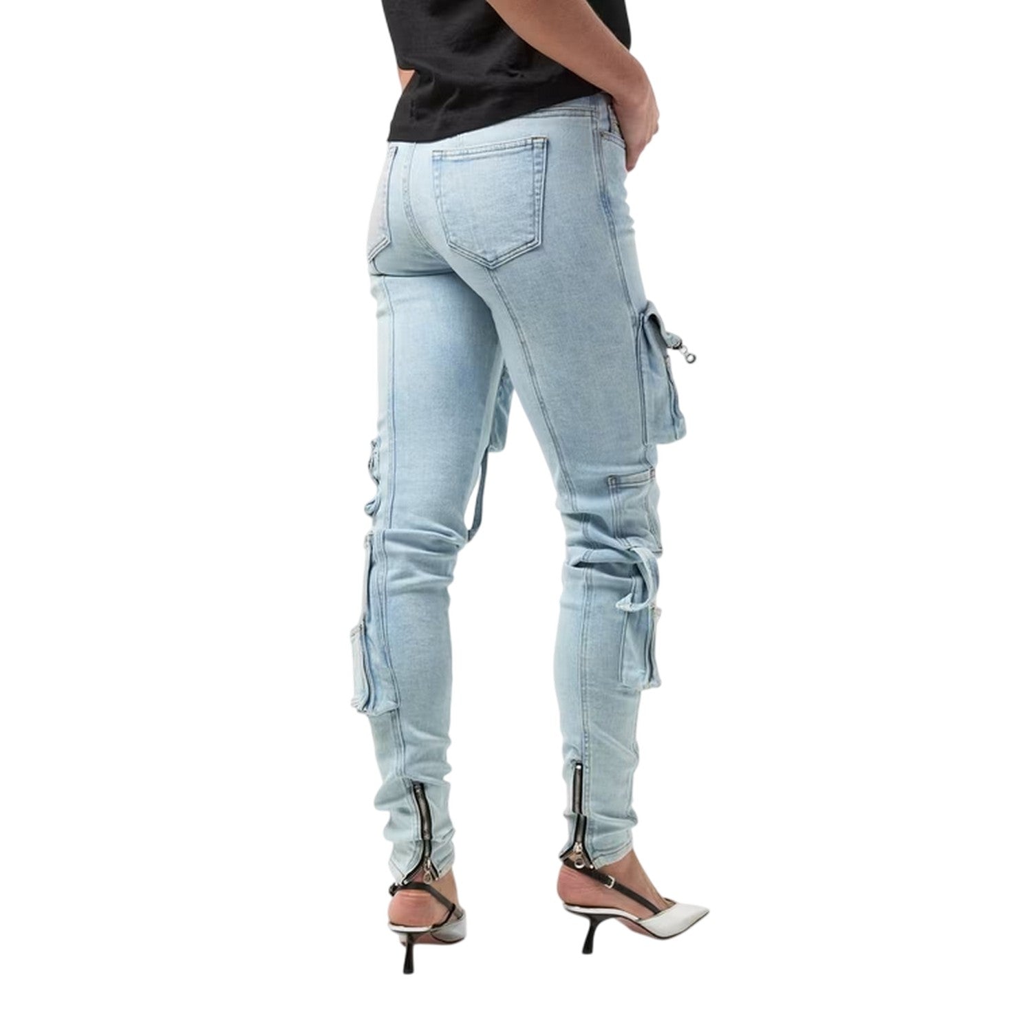 Blue Denim - Side - Diesel Womens-Ladies Skinny Cargo Jeans