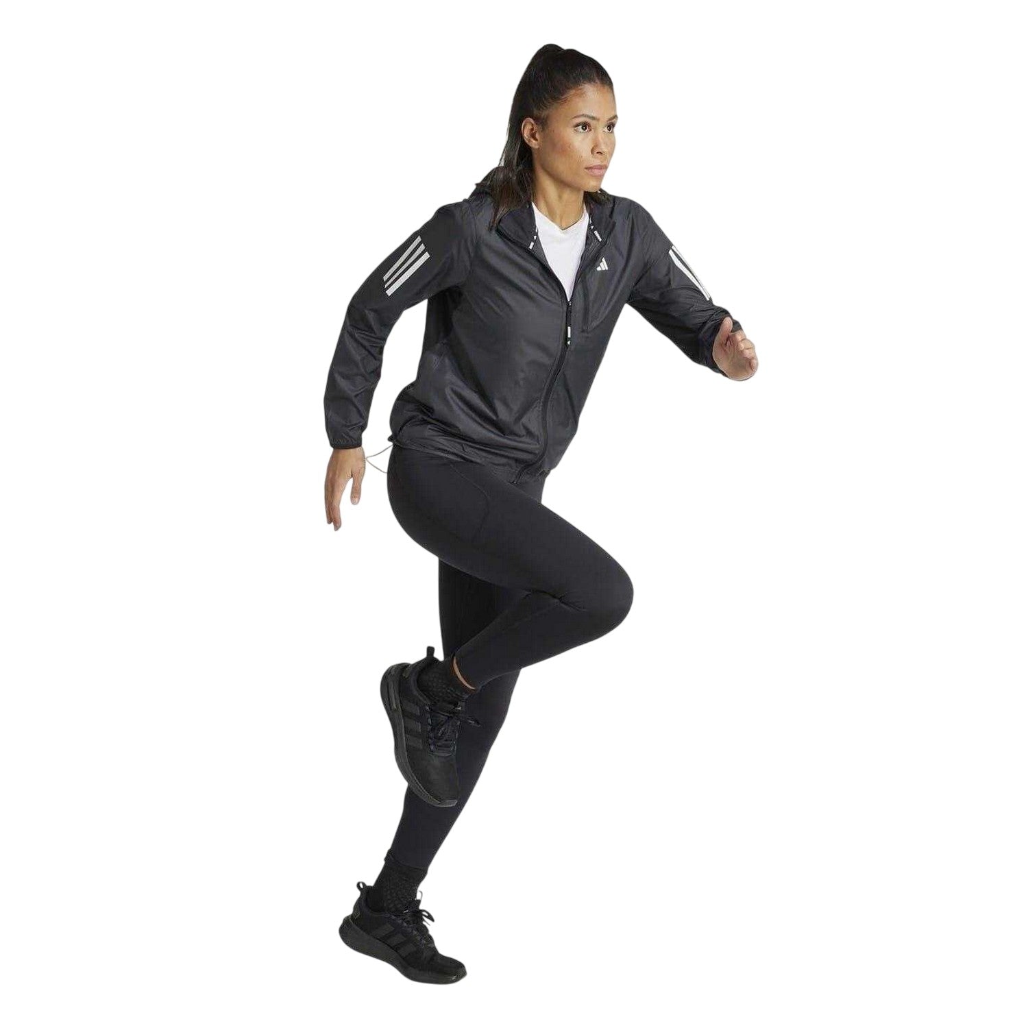 Black - Pack Shot - Adidas Womens-Ladies Own The Run Lightweight Jacket