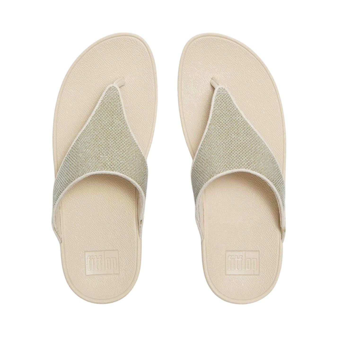 Platino - Back - FitFlop Womens-Ladies Lulu Shimmerlux Synthetic Toe Post Casual Flat Sandals