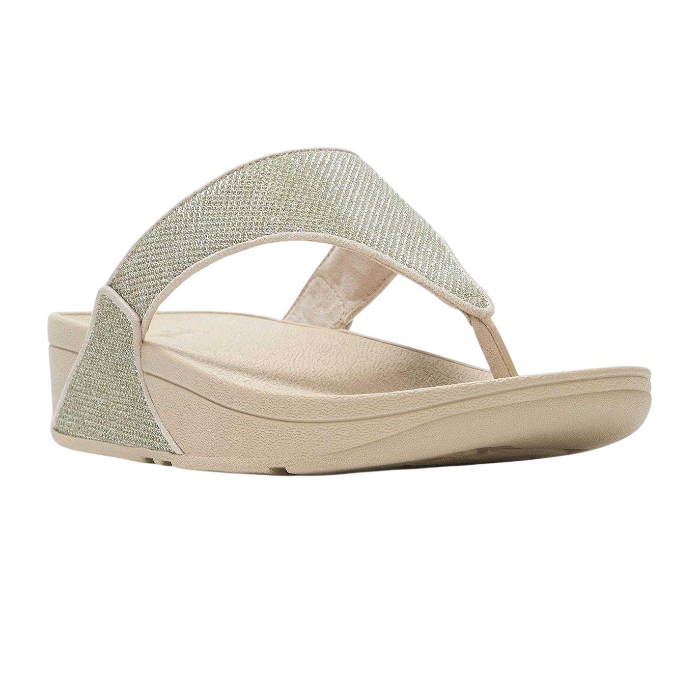 Platino - Side - FitFlop Womens-Ladies Lulu Shimmerlux Synthetic Toe Post Casual Flat Sandals