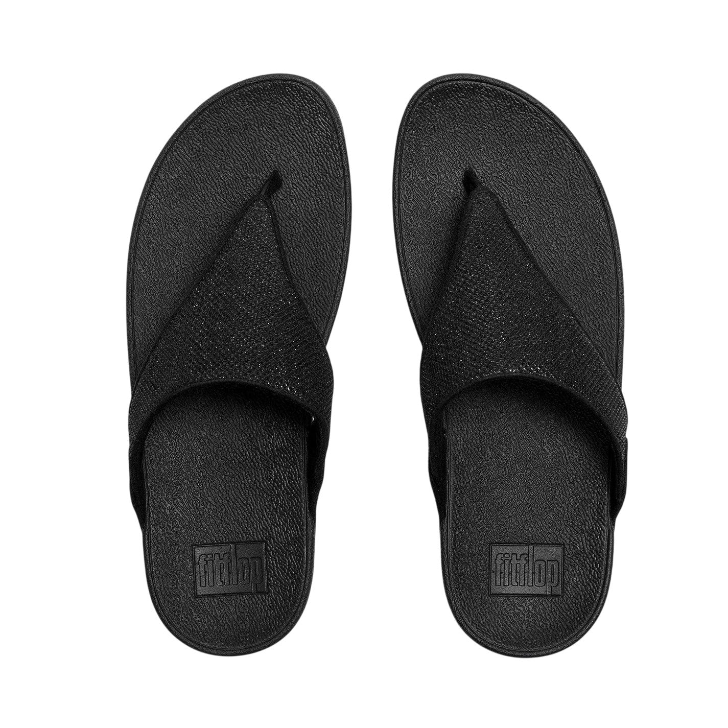 Black - Back - FitFlop Womens-Ladies Lulu Shimmerlux Synthetic Toe Post Casual Flat Sandals