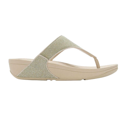 Platino - Front - FitFlop Womens-Ladies Lulu Shimmerlux Synthetic Toe Post Casual Flat Sandals