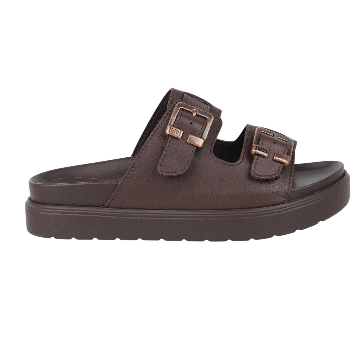 Brown - Front - Biba Womens-Ladies Double Strap Flat Sandals