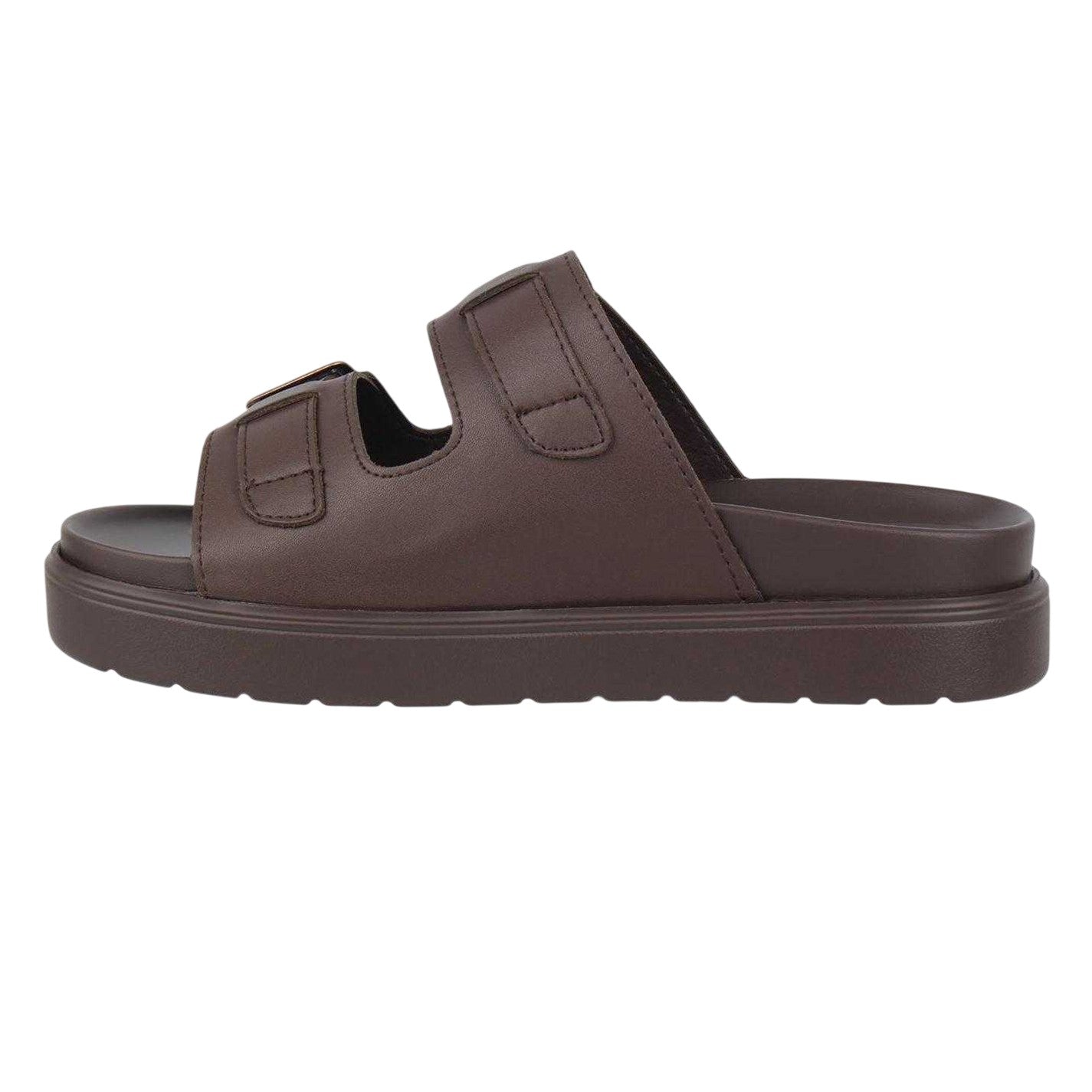 Brown - Back - Biba Womens-Ladies Double Strap Flat Sandals