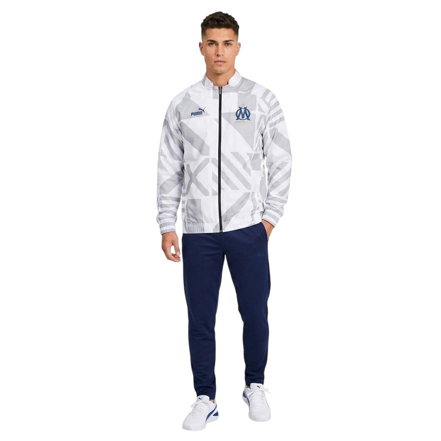 White - Side - Puma Mens Prematch Olympique De Marseille FC Jacket