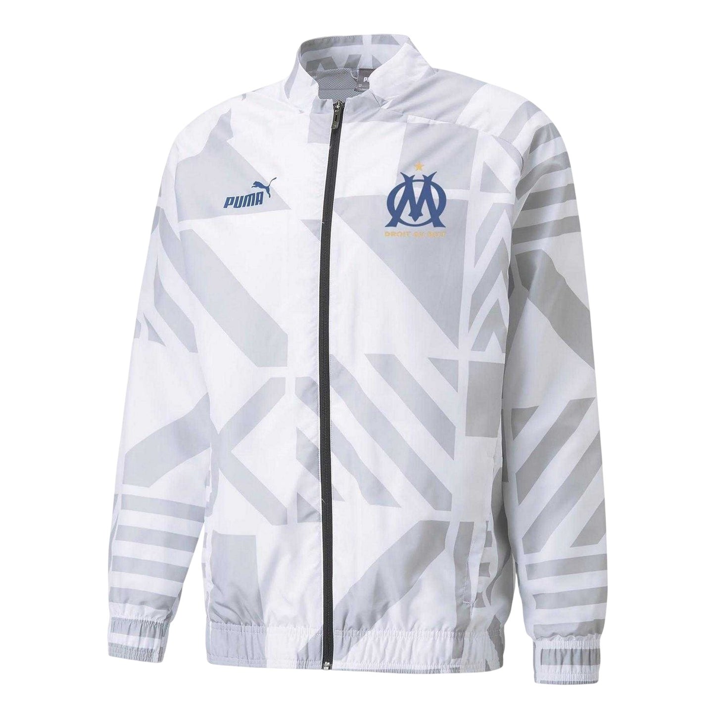 White - Front - Puma Mens Prematch Olympique De Marseille FC Jacket