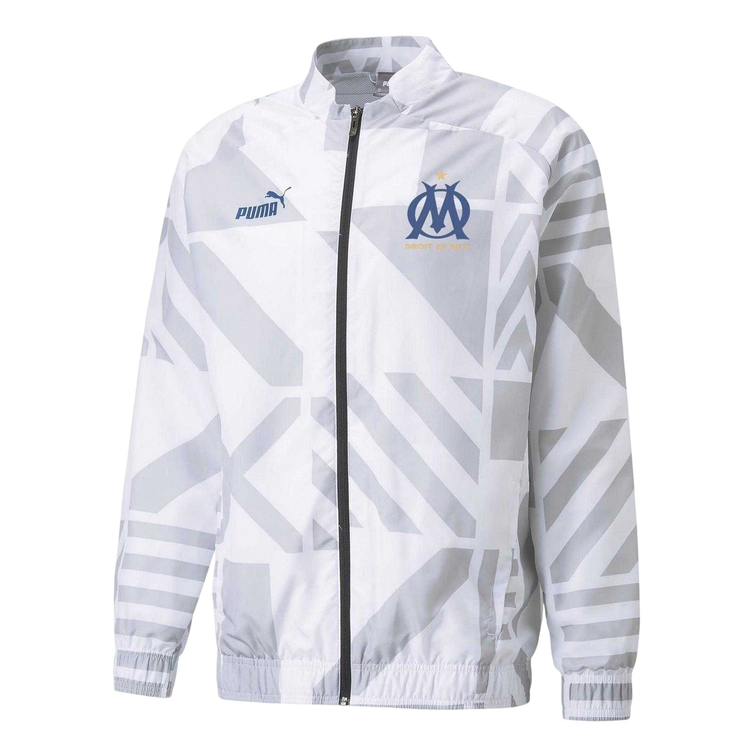 White - Front - Puma Mens Prematch Olympique De Marseille FC Jacket