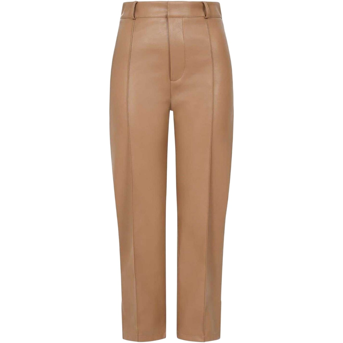 Camel - Front - Little Mistress Womens-Ladies Leather Trousers