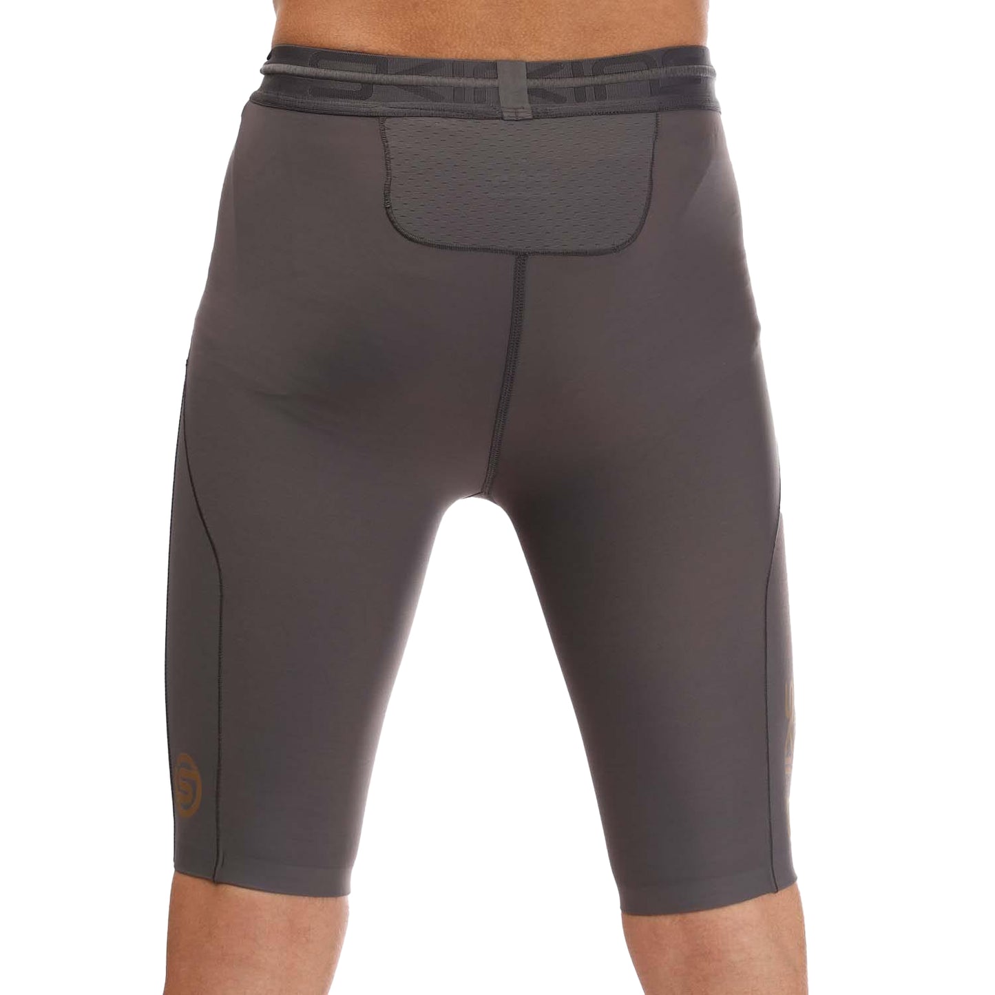 Charcoal - Back - Skins Mens Series-5 Half Length Tights