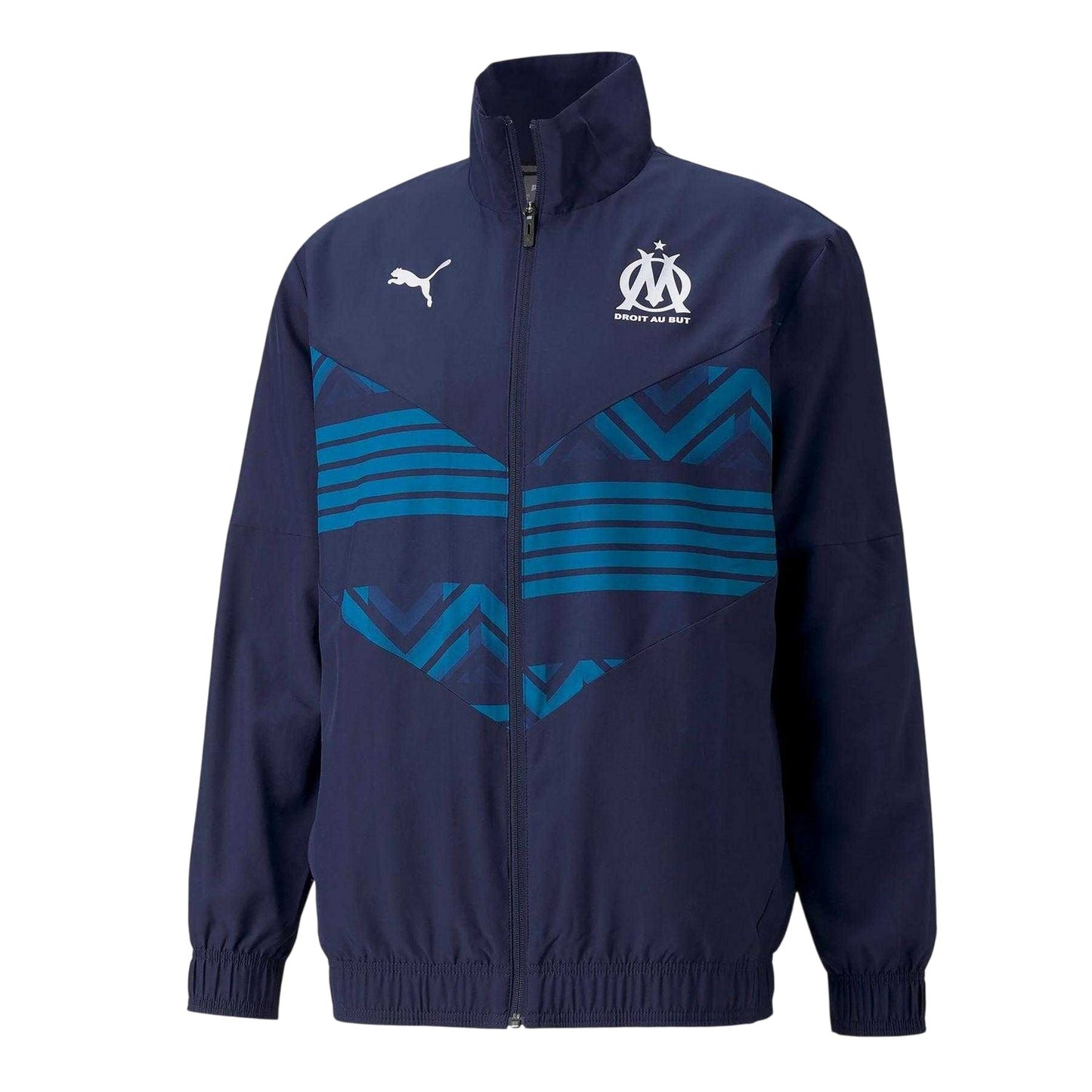 Navy - Front - Puma Mens Prematch Olympique De Marseille FC Jacket