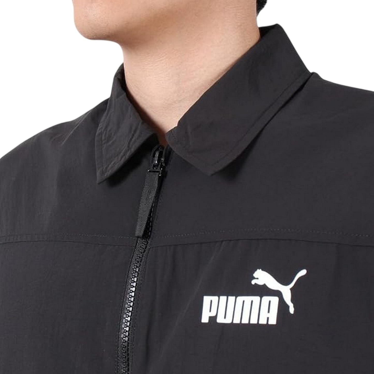 Black - Side - Puma Mens Collared Coach Jacket