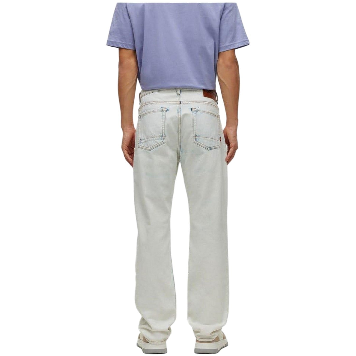 Pastel Blue - Back - Boss Mens Denim 5 Pockets Straight Leg Jeans