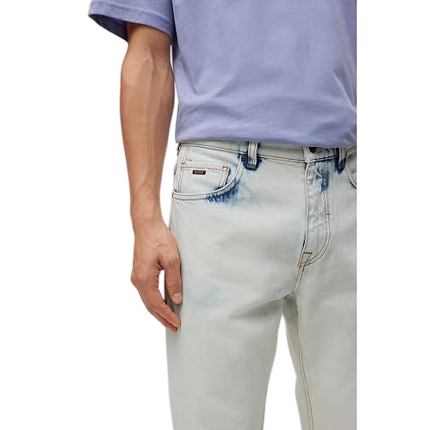 Pastel Blue - Side - Boss Mens Denim 5 Pockets Straight Leg Jeans