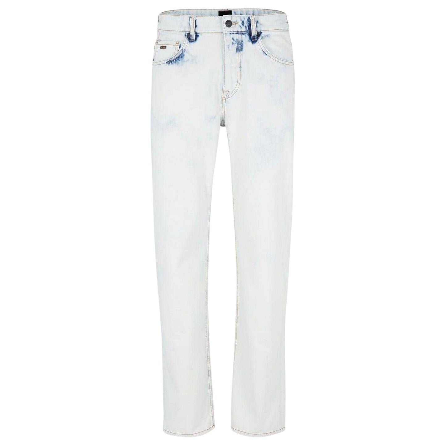 Pastel Blue - Front - Boss Mens Denim 5 Pockets Straight Leg Jeans
