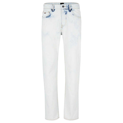 Pastel Blue - Front - Boss Mens Denim 5 Pockets Straight Leg Jeans