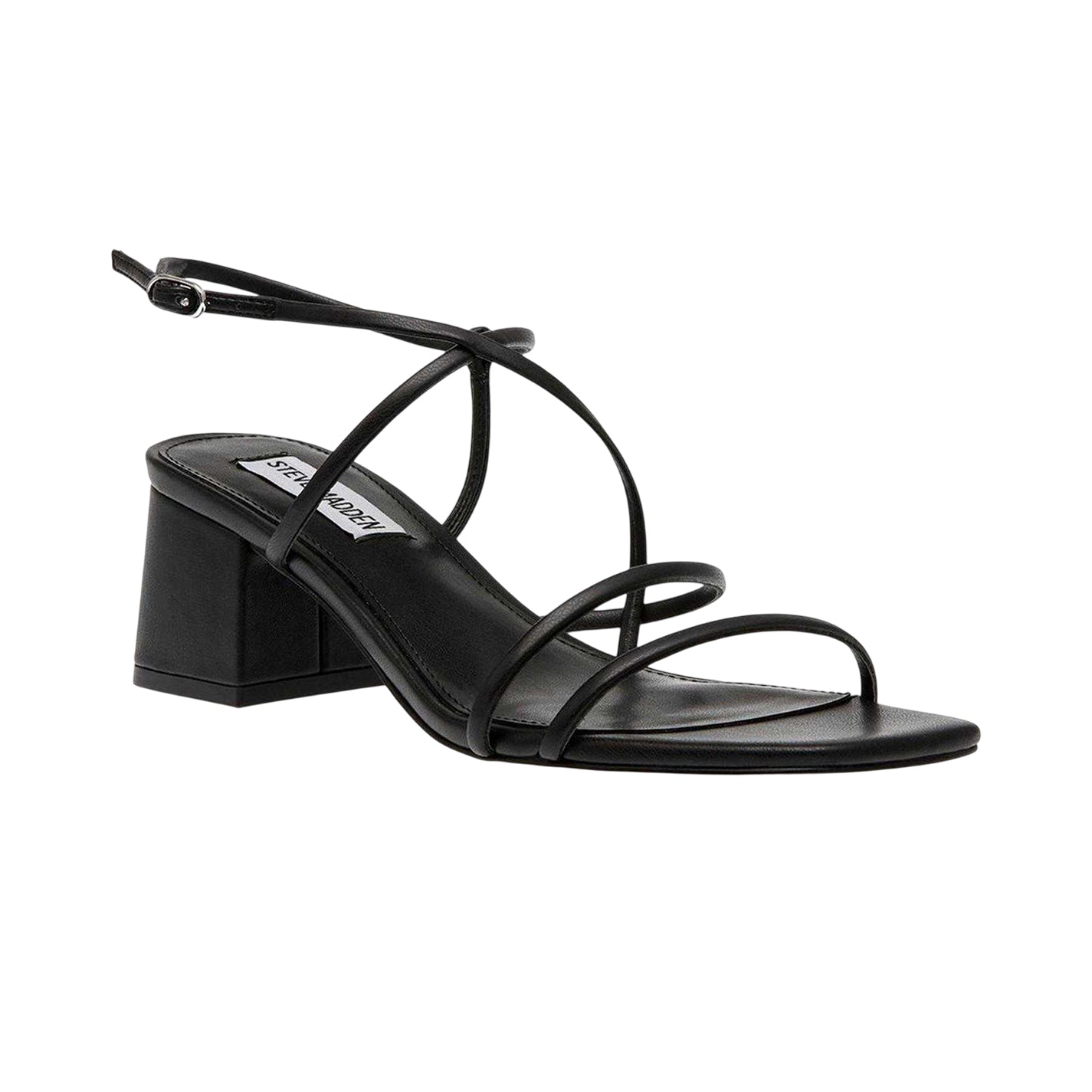 Black - Side - Steve Madden Womens-Ladies Block Heel Sandals