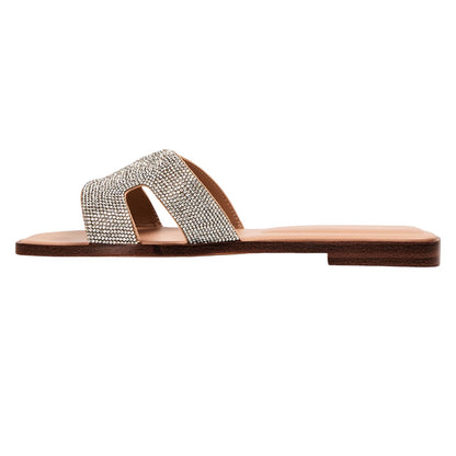 Beige - Back - Aldo Womens-Ladies Diamante Flat Sandals